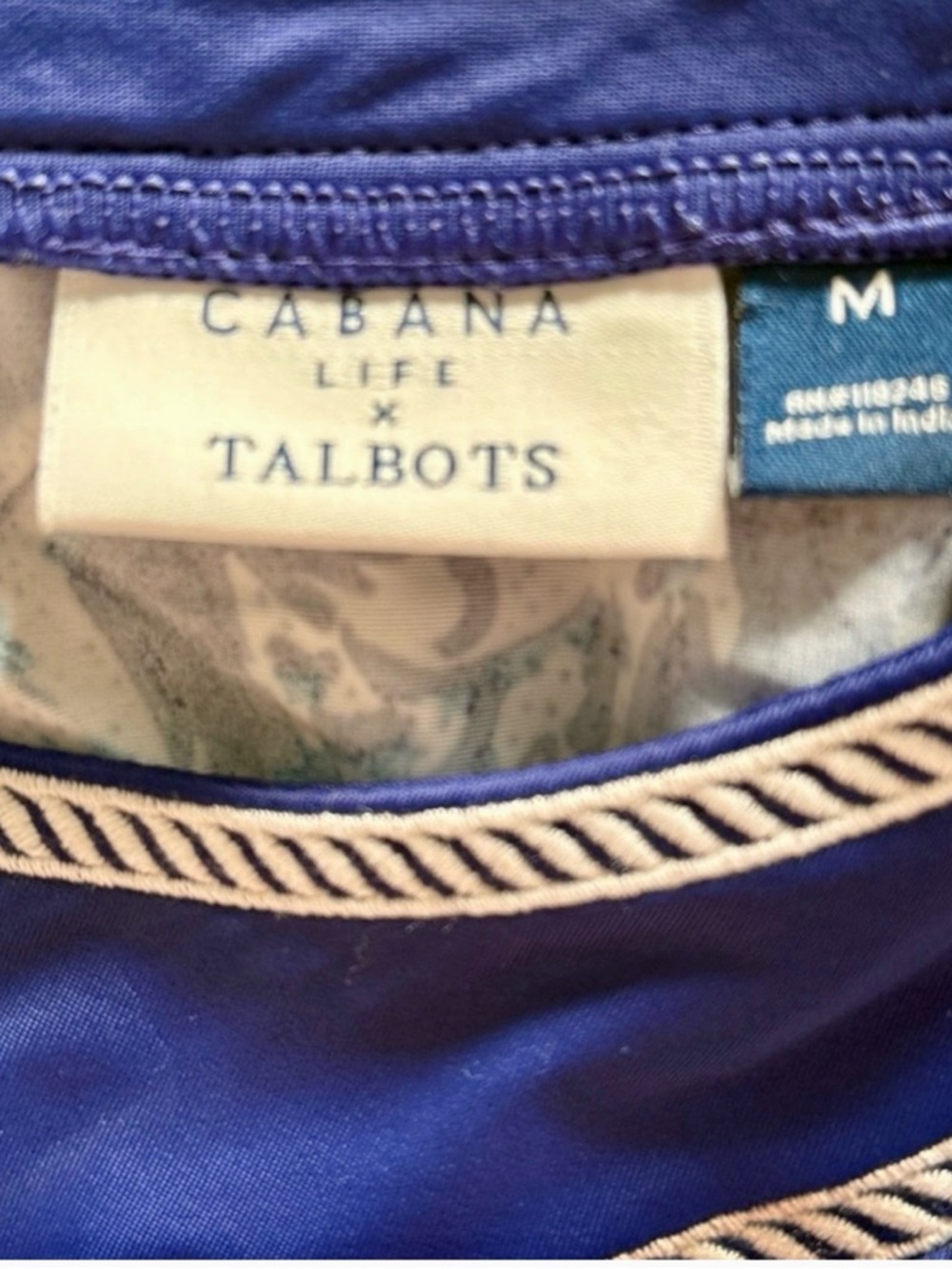 Cabana Life x Talbots Royal Blue Tunic with Cream Trim - Picture 2 of 6